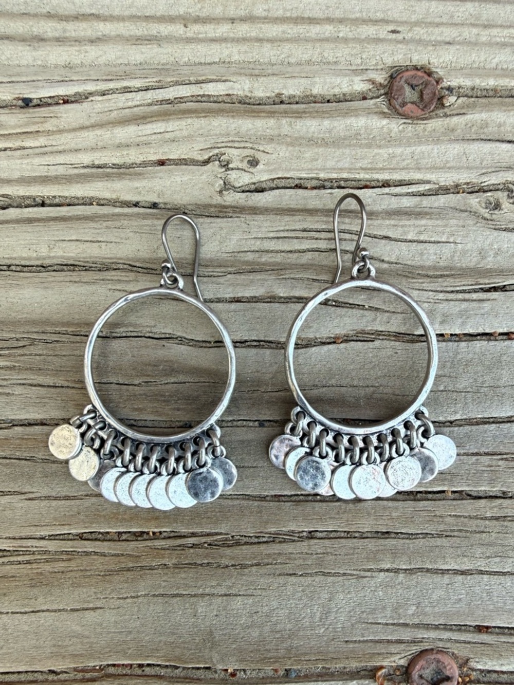 Bundle 3 for 50% off Silver-Toned Hoop Earrings with Dangles